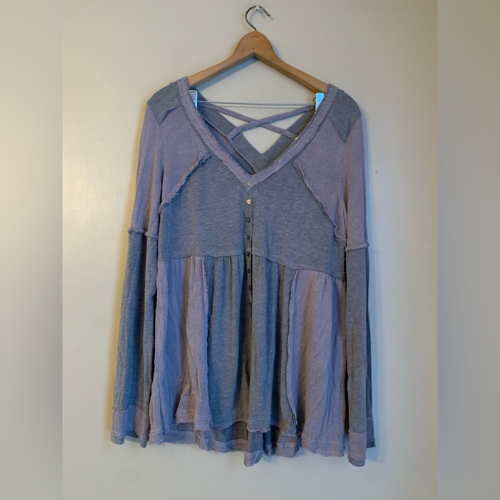 Women's Lavender Crisscross Babydoll Blouse